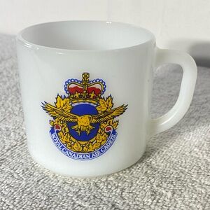 Vintage Royal Canadian Air Cadets White Milk Glass Mug Coffee Cup
